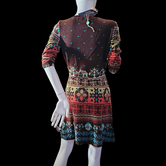 Pam & Arch Faux Wrap Dress In Coffee Brown Size M/L NWT - Picture 9 of 13